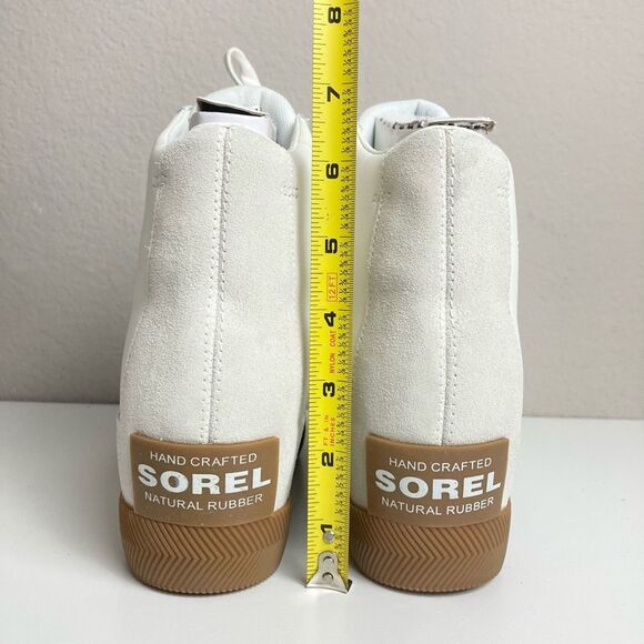 Sorel Out N About Women’s Wedge Leather Suede Lace Up Boot in Sea Salt/Gum 10.5 - Picture 4 of 7